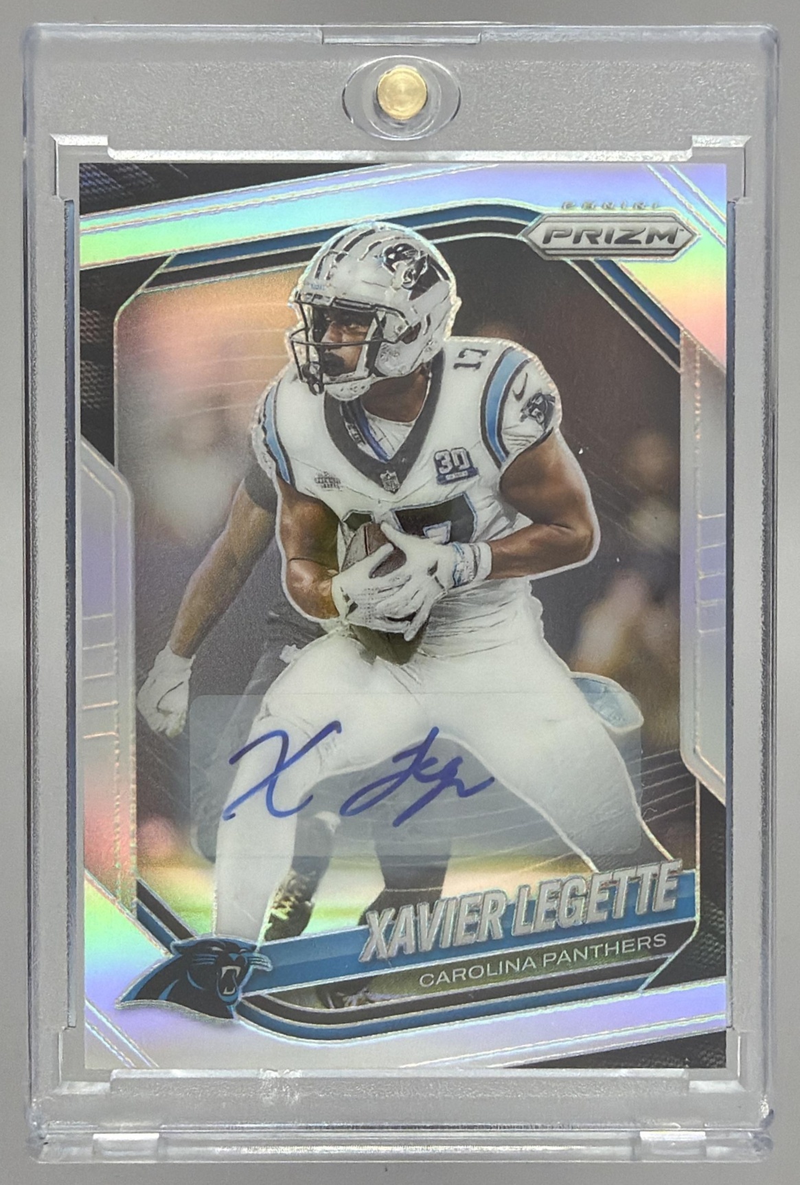 Card image for 2025 Panini Prizm Xavier Legette Choice Auto /100 #118 Panthers