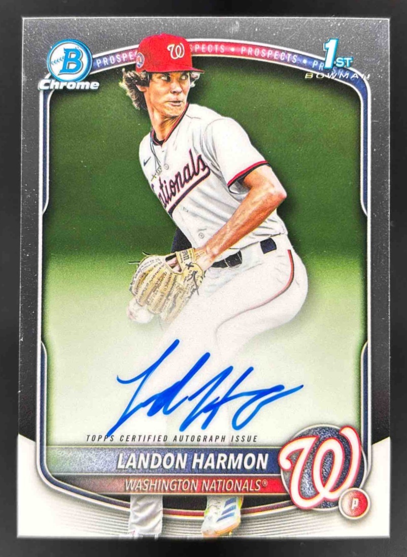 Card image for 2025 Bowman Draft Landon Harmon Chrome Prospect Auto #CPA-LH Nationals