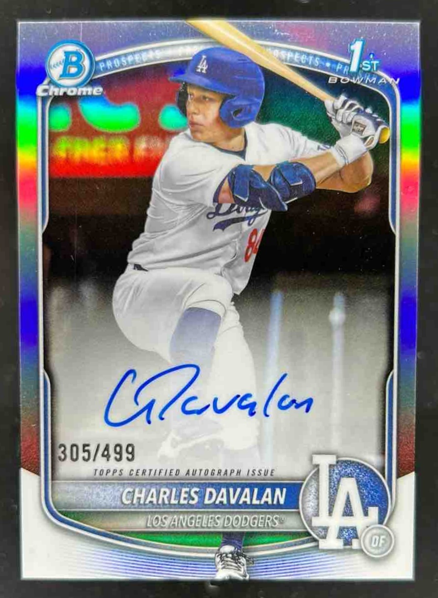 Card image for Charles Davalan 2025 Bowman Draft Chrome Prospect Auto Refractor /499