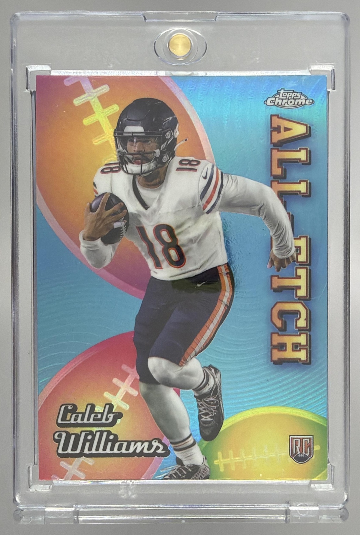 Card image for 2024 Topps Chrome Caleb Williams All-Etch Refractor #CAE-CW RC Bears