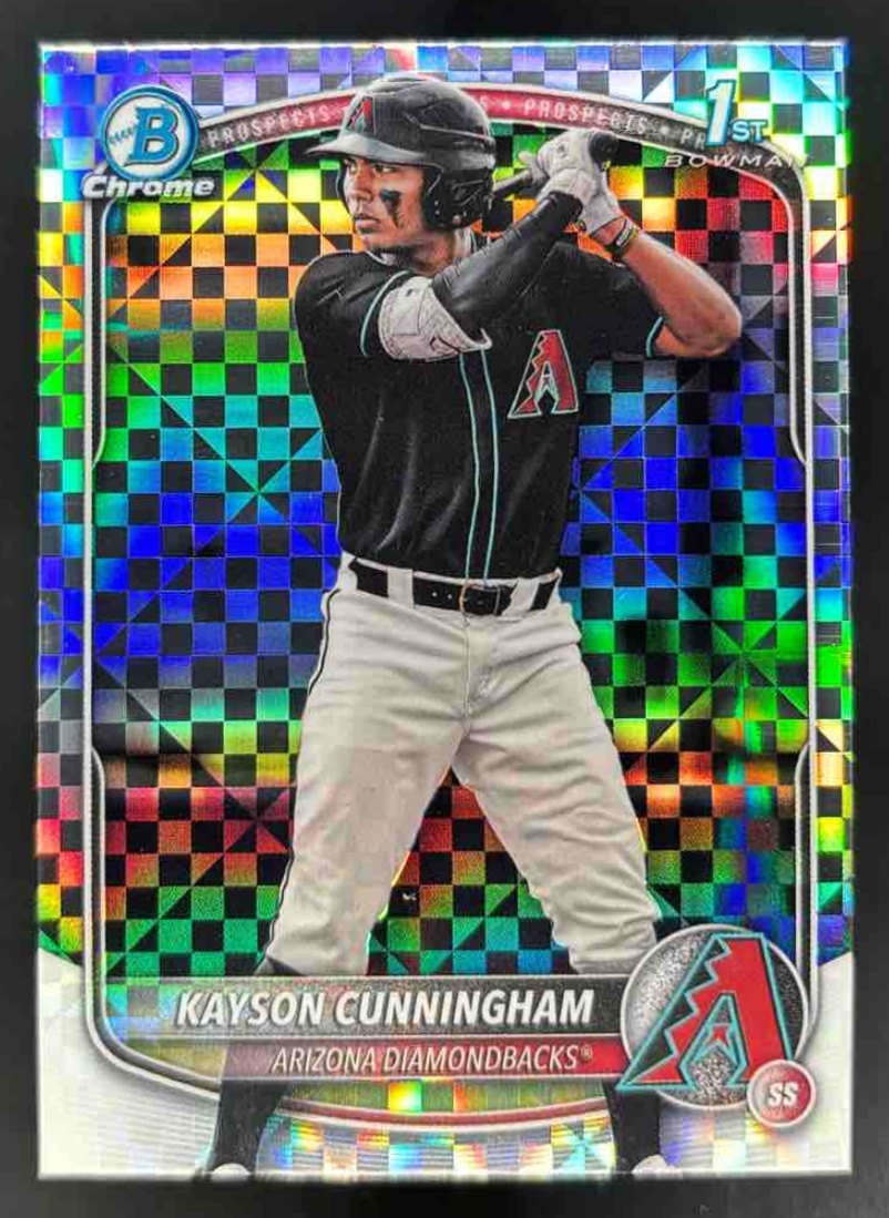 Card image for 2025 Bowman Draft Kayson Cunningham Chrome X-Fractor #BDC-84 Diamondbacks