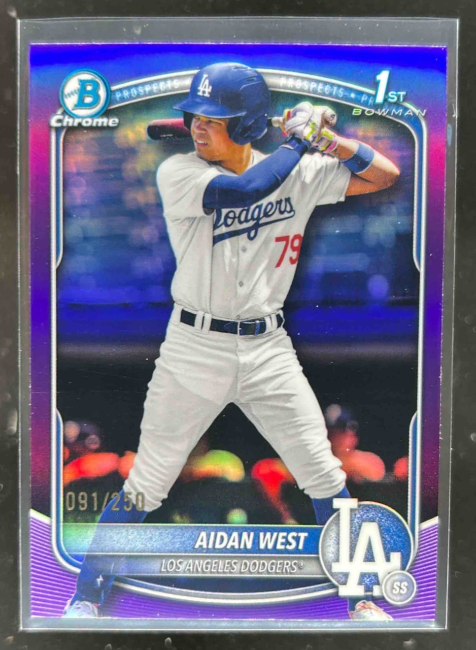 Card image for Aidan West 2025 Bowman Draft Chrome Purple Refractor /250
