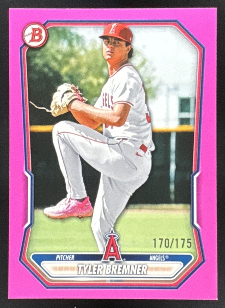Card image for Tyler Bremner 2026 Bowman Pink Border /175 Prospects Los Angeles Angels