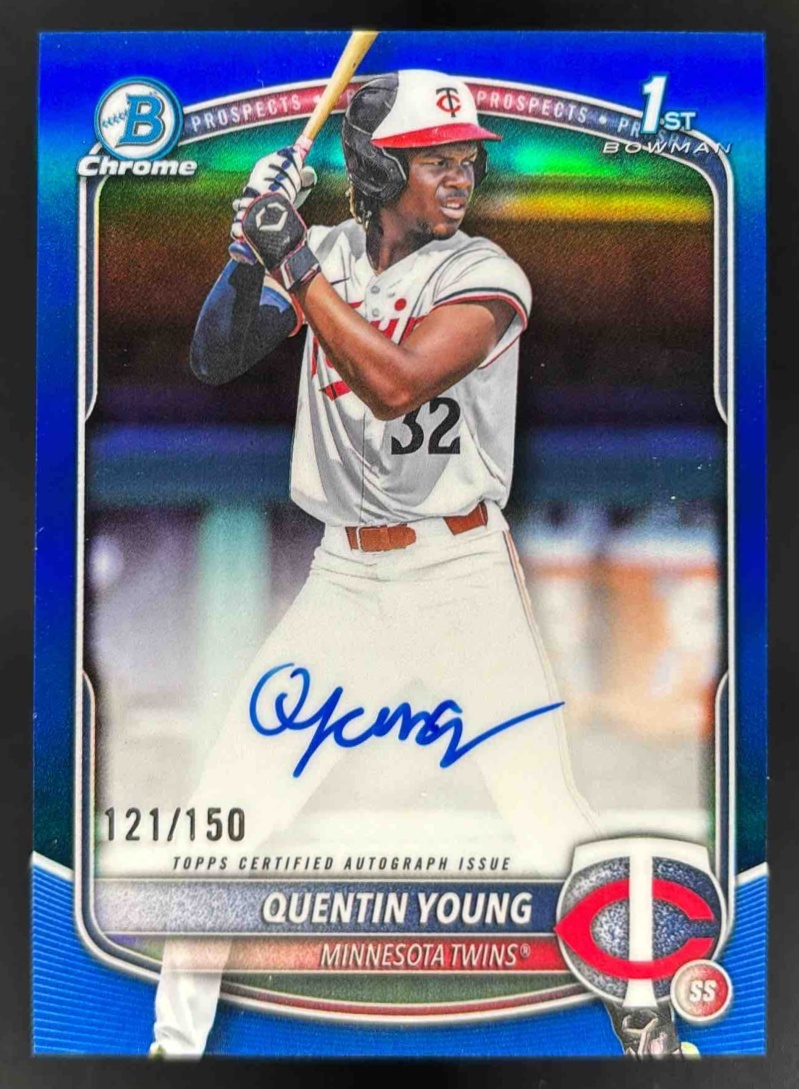 Card image for 2025 Bowman Draft Quentin Young Chrome Auto Blue Refractor /150 1st Prospect