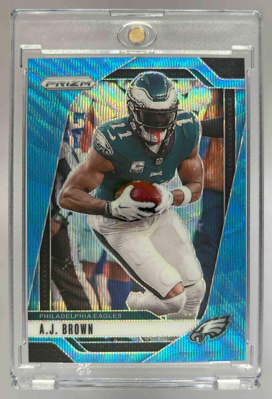 Card image for 2024 Panini Football Prizm A.J. Brown Blue Wave /230 #233 Philadelphia Eagles