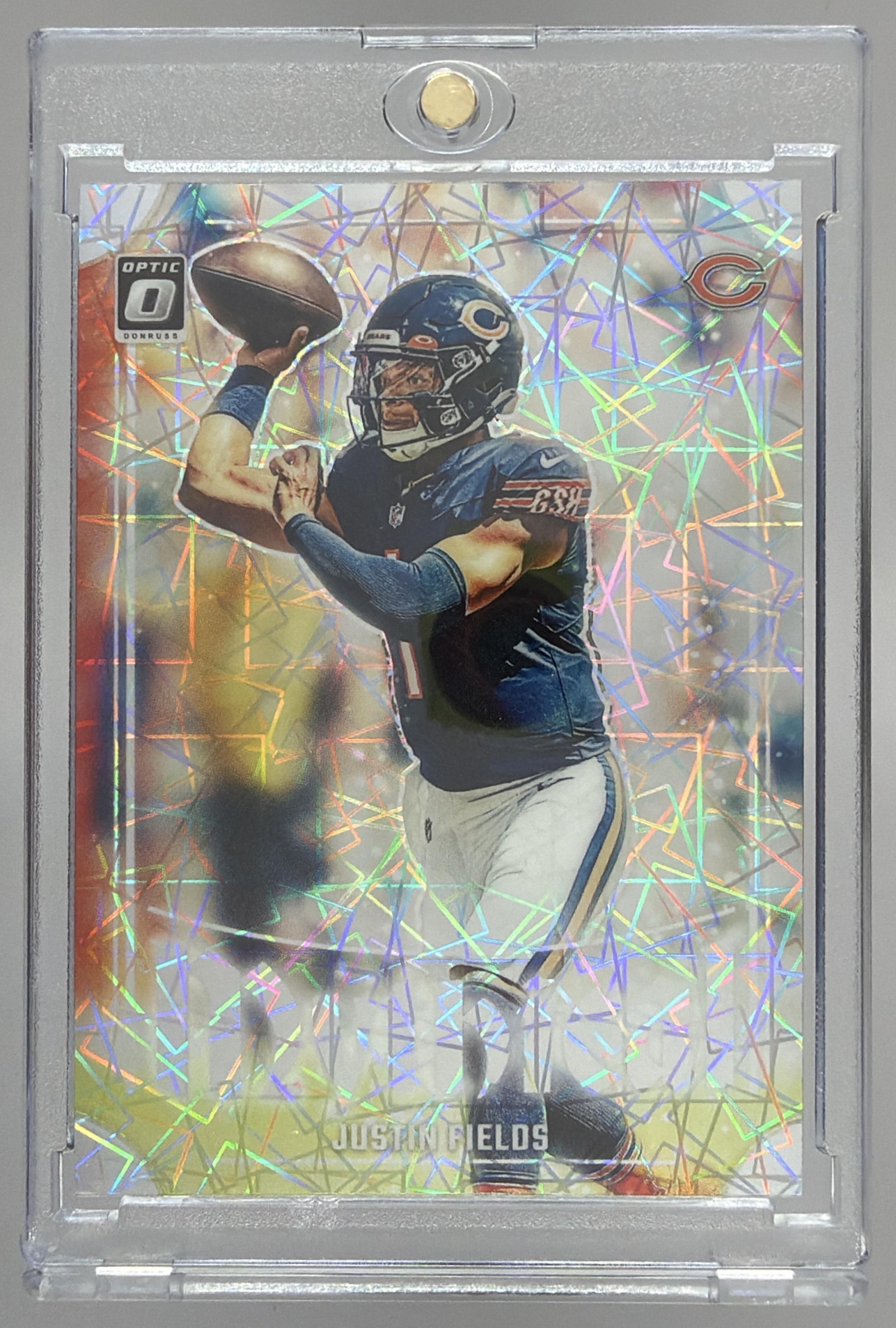 Card image for 2023 Panini Football Donruss Optic Justin Fields Mythical #1 Chicago Bears