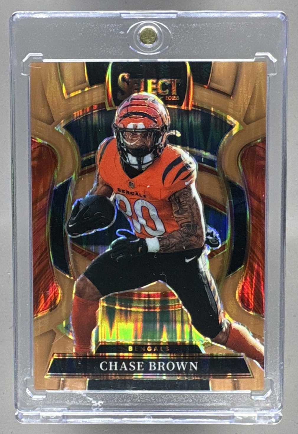 2025 PANINI SELECT CHASE BROWN #59 CONCOURSE COPPER PRIZM SHOCK BENGALS