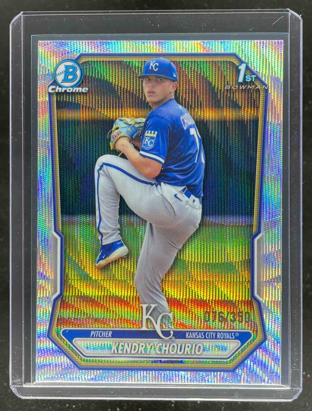 Card image for 2026 Bowman Kendry Chourio Chrome Wave Refractor /350 #BCP-7 1st Prospect