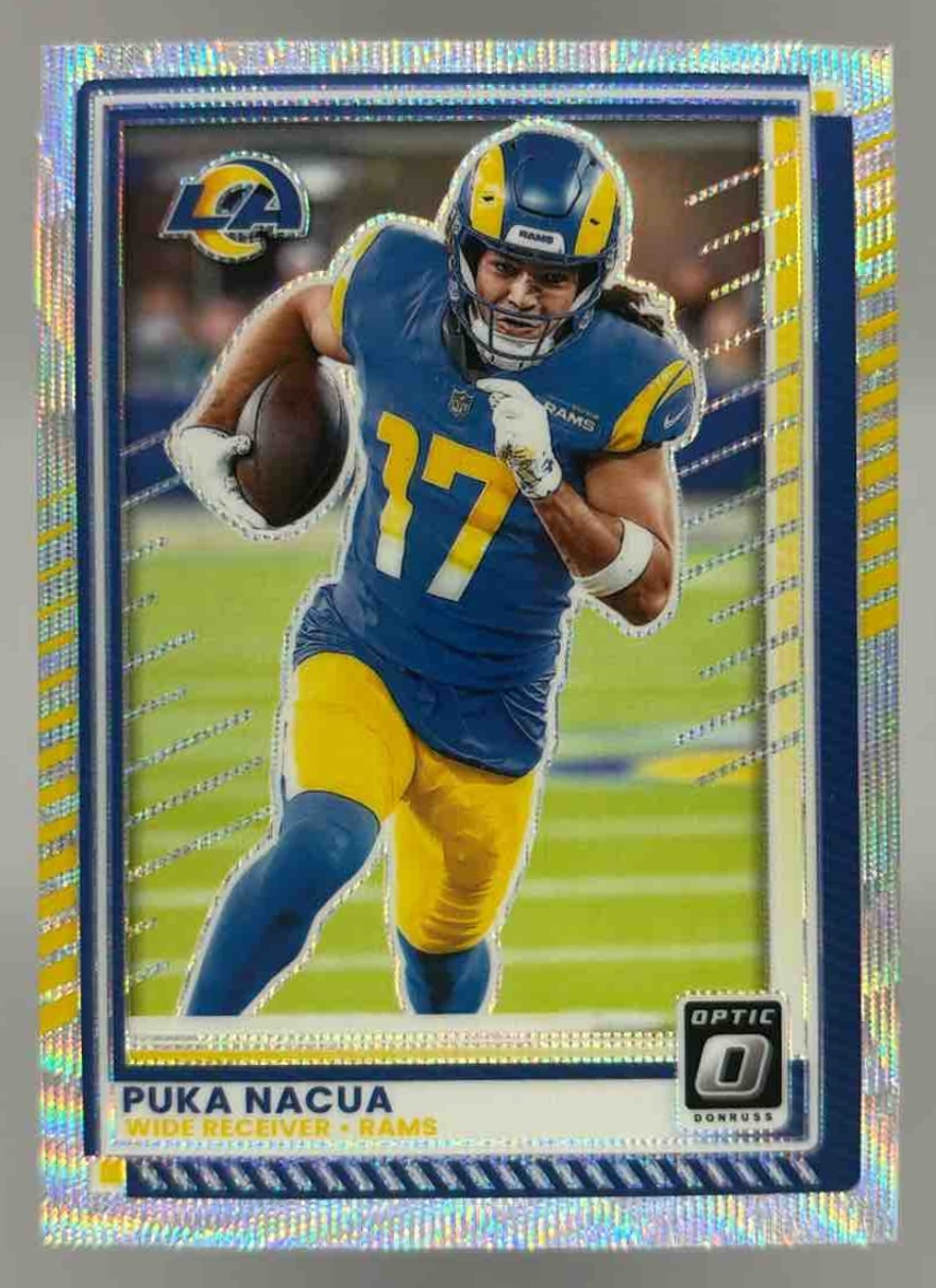 Card image for 2025 Panini Donruss Optic Puka Nacua Wave Prizm /300 #192 Rams