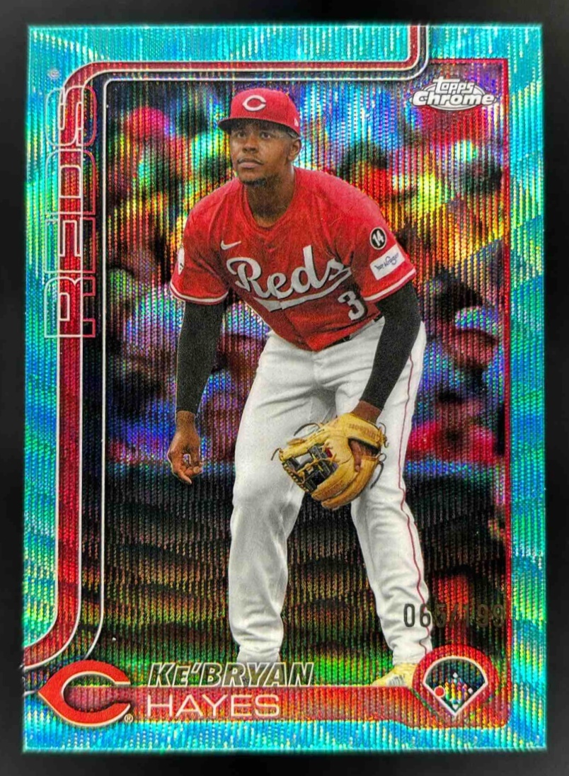Card image for 2025 Topps Chrome Update Ke'Bryan Hayes Aqua Wave Refractor /199 #USC13 Reds
