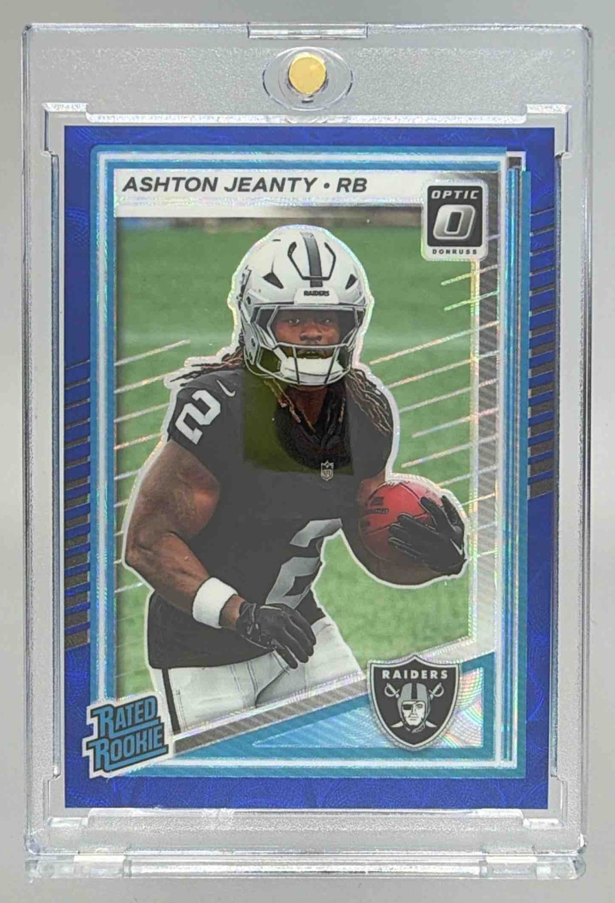 Card image for 2025 Panini Donruss Optic Ashton Jeanty Rated Rookie #202 Raiders