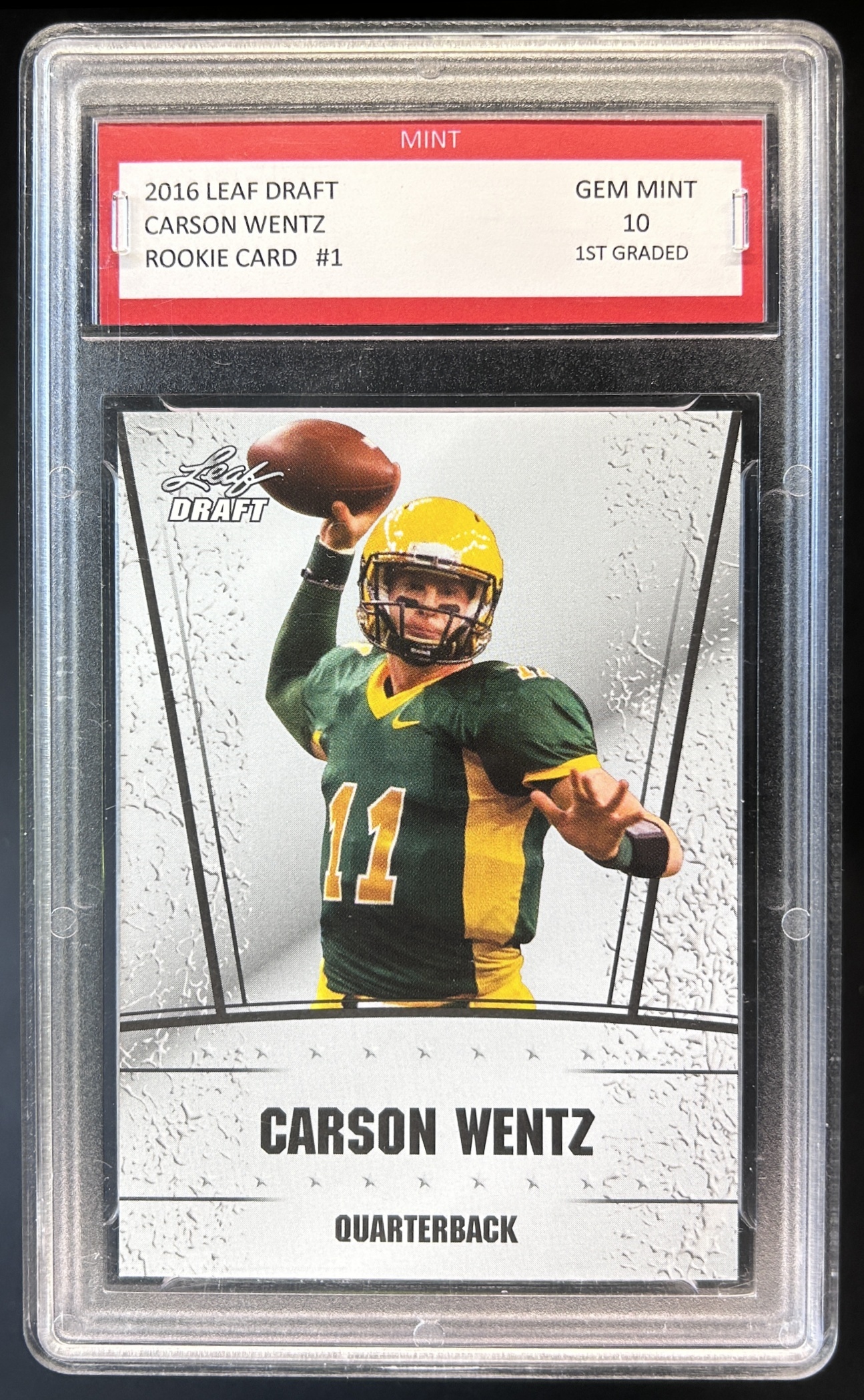 Card image for 2016 LEAF DRAFT CARSON WENTZ #1 ROOKIE RC MINT 10 GEM MINT