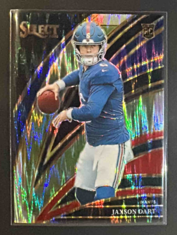 Card image for 2025 Panini Select Jaxson Dart #293 Club Level Black and Red Prizm Shock RC