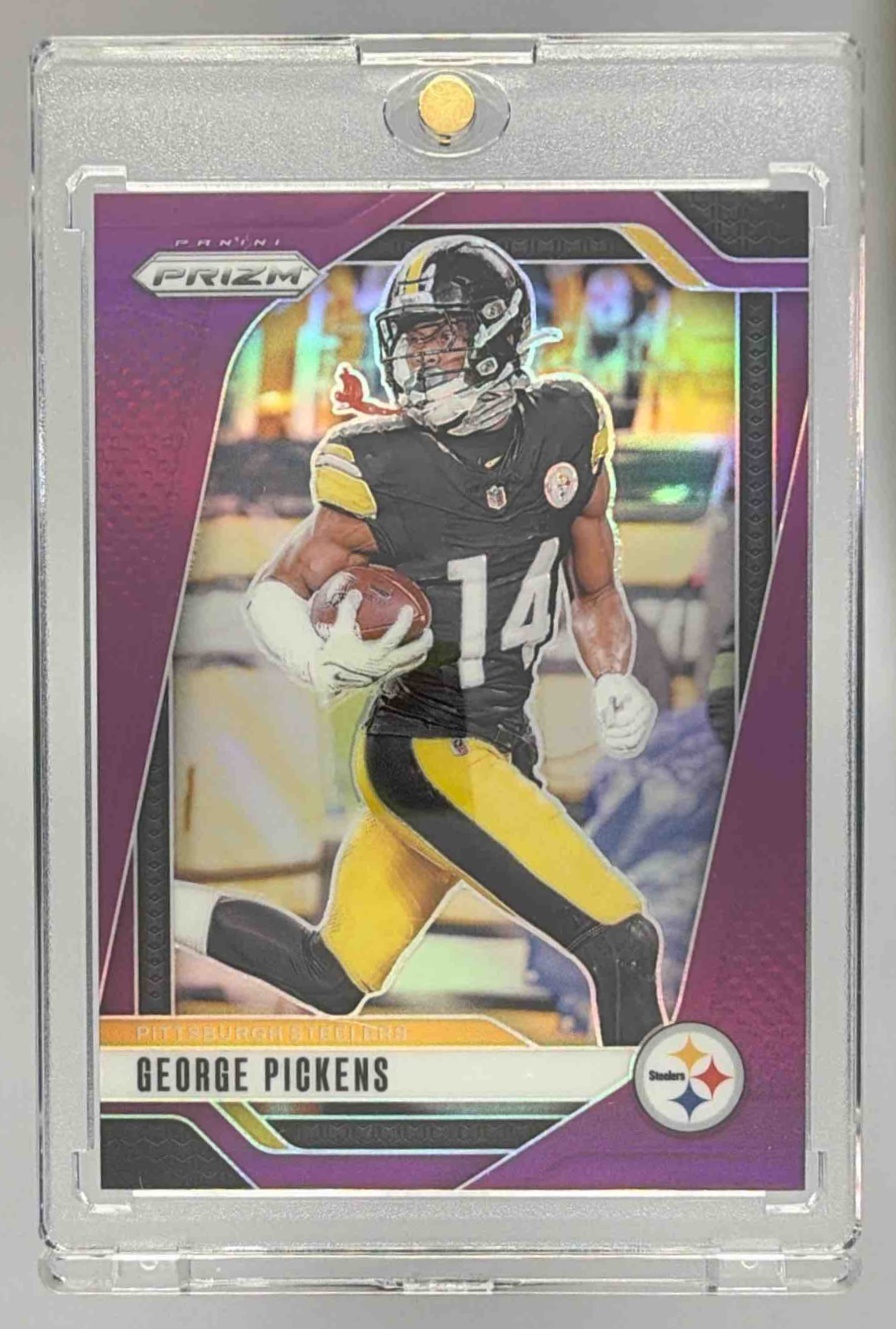 Card image for 2024 Panini Football Prizm George Pickens Purple /125 #243 Pittsburgh Steelers