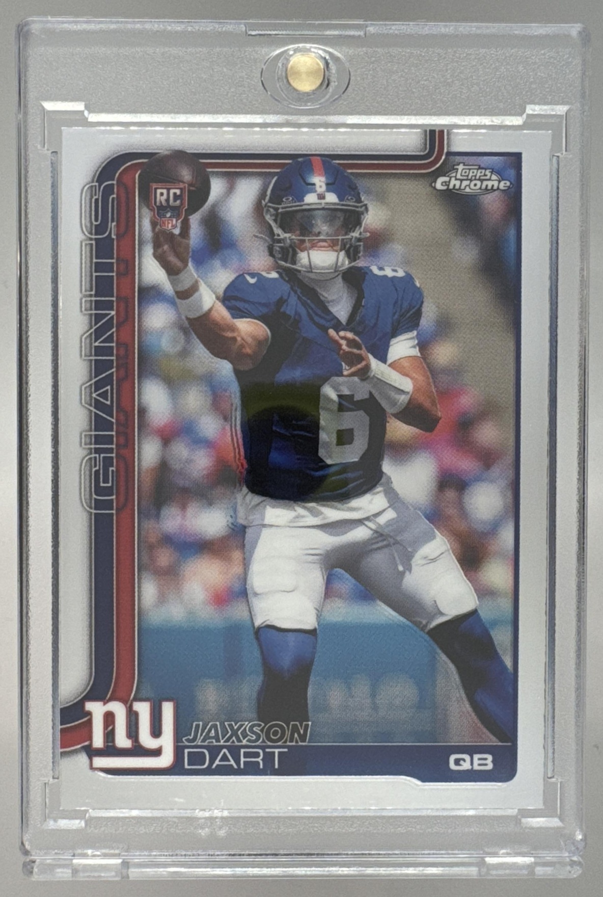 Card image for 2025 Topps Football Chrome Jaxson Dart Rookie #306 RC New York Giants