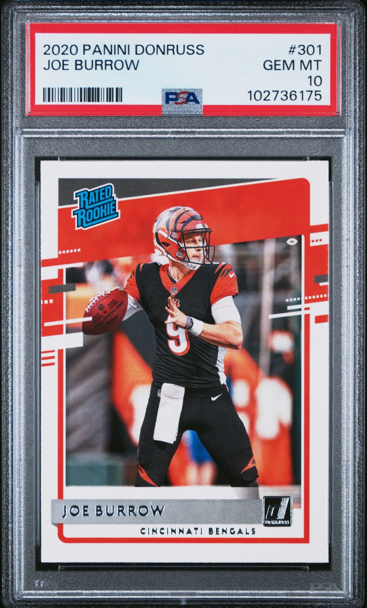 Card image for 2020 Panini Football Donruss Joe Burrow #301 RC Cincinnati Bengals