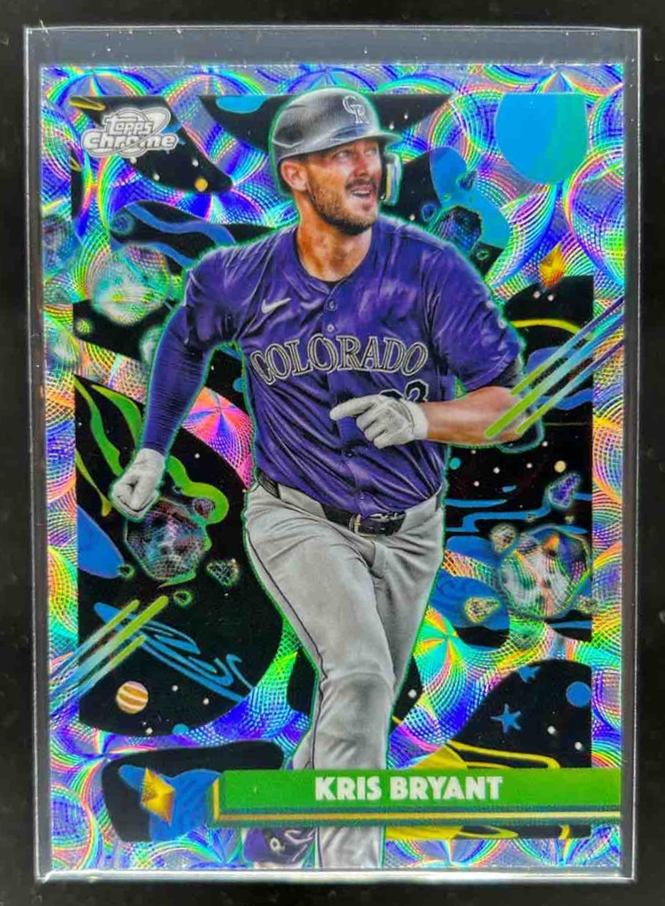 Card image for Kris Bryant 2025 Topps Baseball Cosmic Chrome Nucleus Refractor Colorado Rockies