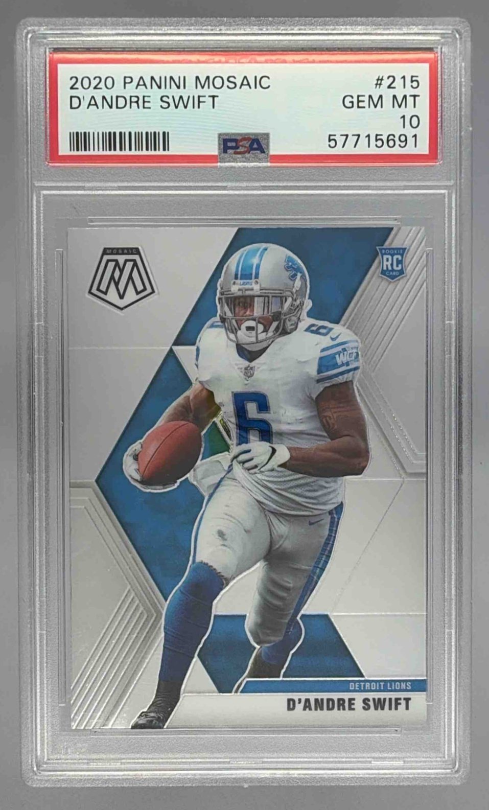 Card image for 2020 Panini Football Mosaic D Andre Swift Prizm Camo Pink #215 RC Detroit Lions