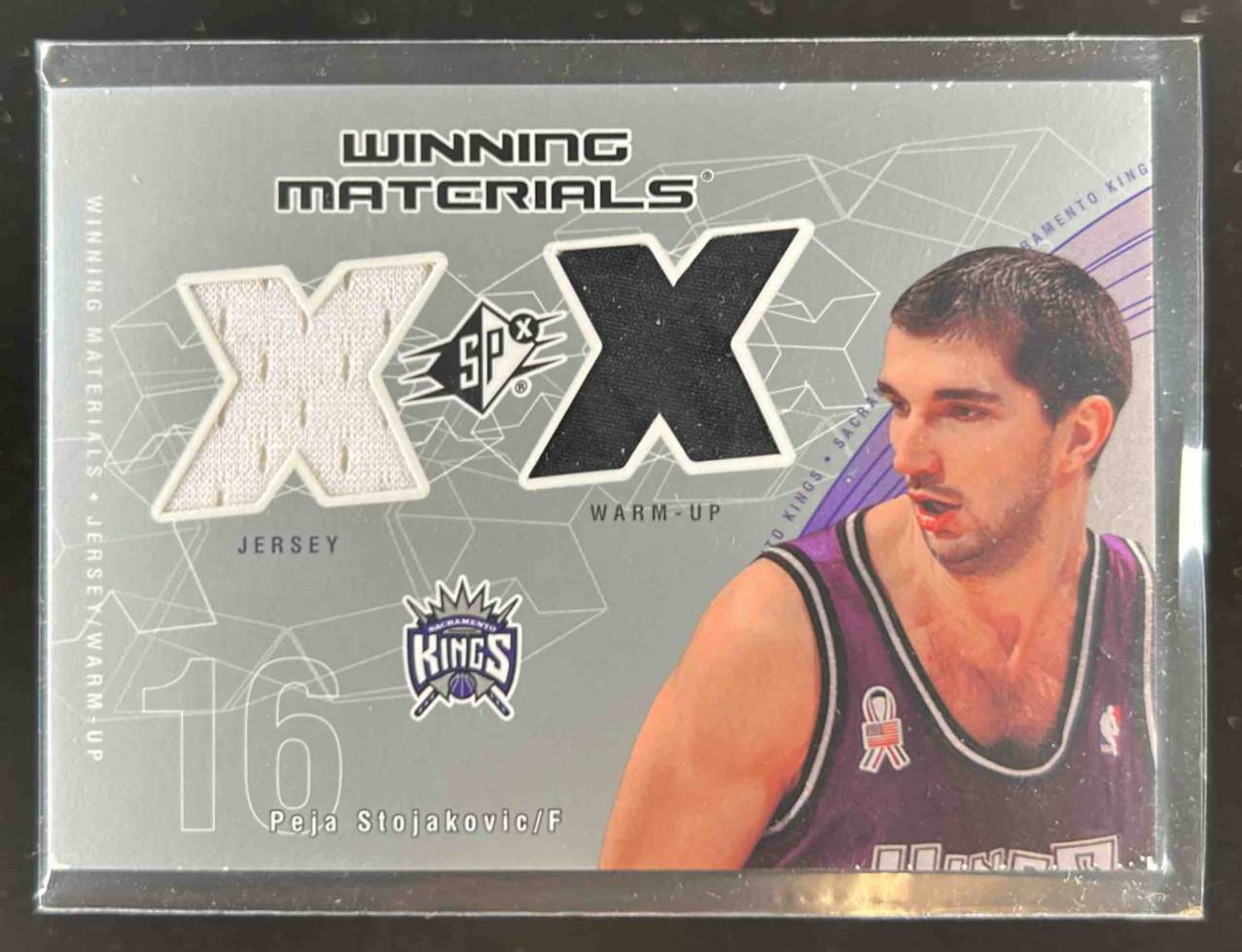 Card image for 2002-03 SPX PEJA STOJAKOVIC WINNING MATERIALS #PS-W MEM SACRAMENTO KINGS