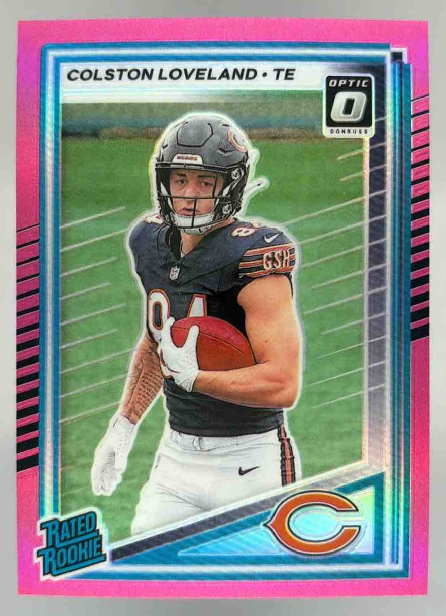 Card image for 2025 Panini Donruss Colston Loveland Optic Rated Rookie Preview Pink #310 RC Bears