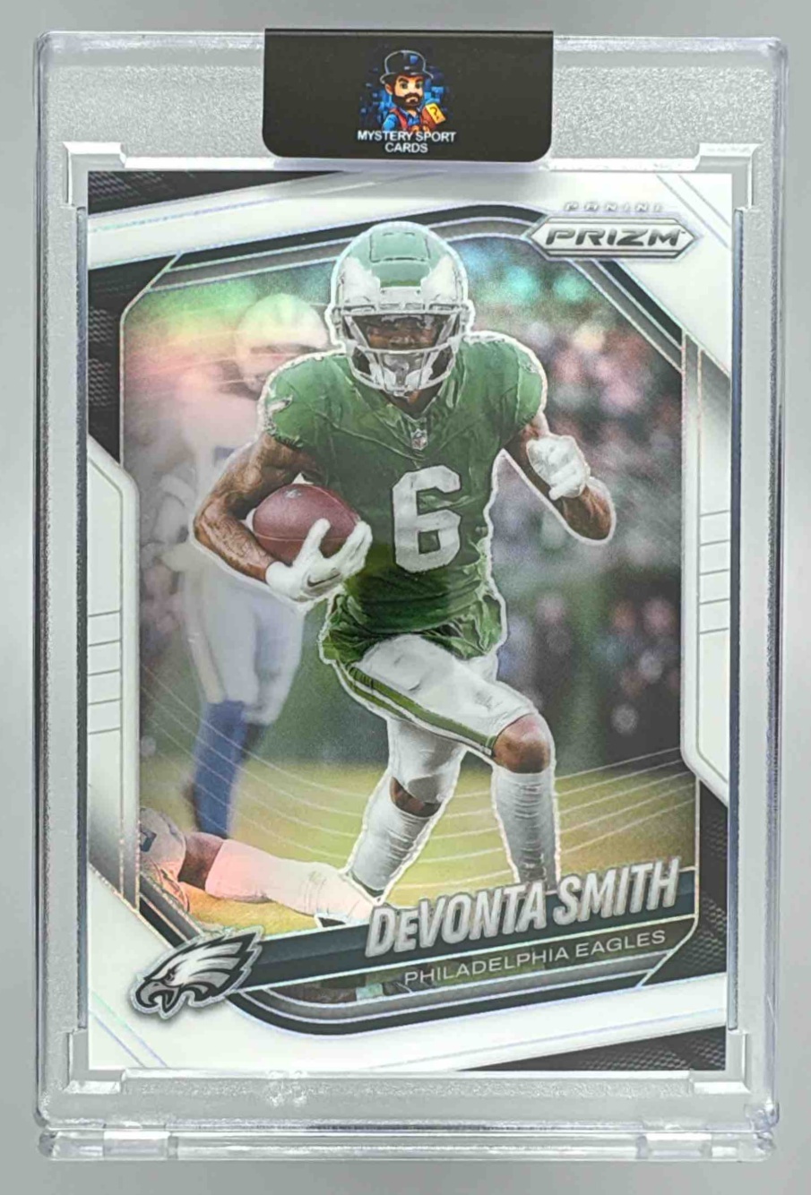 Card image for 2025 Panini Football Prizm DeVonta Smith White /35 #70 Philadelphia Eagles