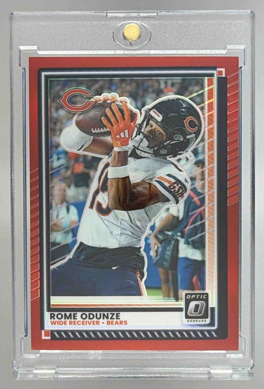 Card image for 2025 Panini Football Donruss Optic Rome Odunze Red Prizm /149 #151 Chicago Bears