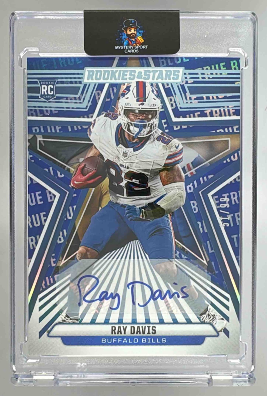 Card image for 2024 Panini Rookies & Stars Ray Davis Rookie Signatures True Blue /99 #183 RC Auto Bills
