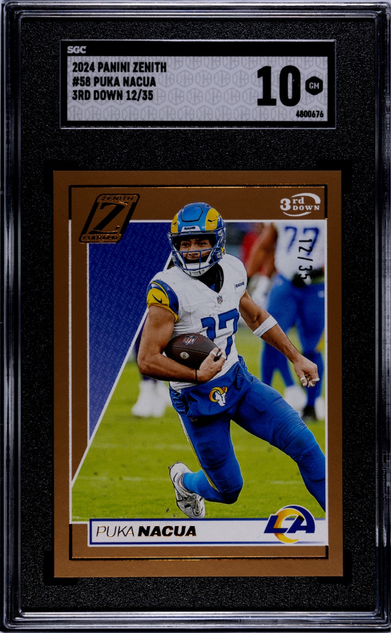 Card image for 2024 Panini Football Zenith Puka Nacua 3rd Down /35 #58 Los Angeles Rams