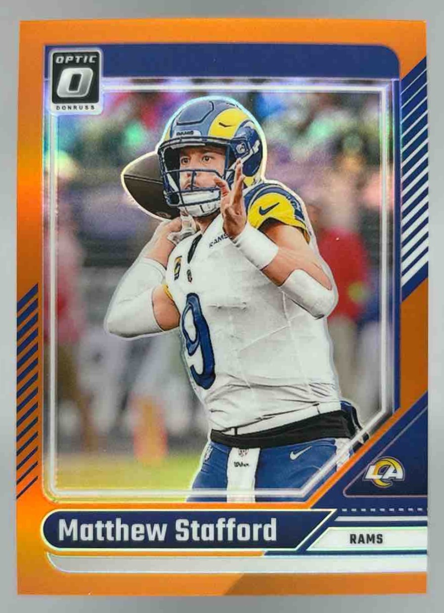 Card image for 2024 Panini Donruss Optic Matthew Stafford Orange /249 #113 Rams
