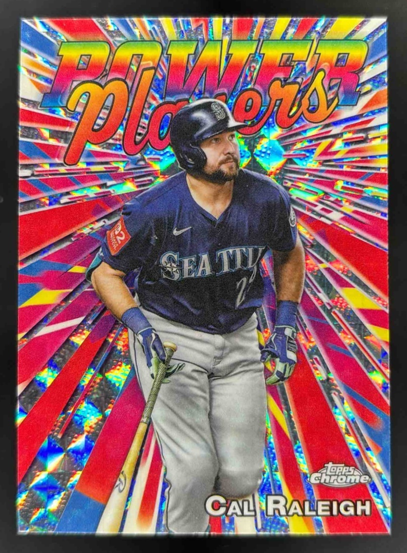 Card image for 2025 Topps Chrome Update Cal Raleigh Power Players Geometric Refractor #PP-37
