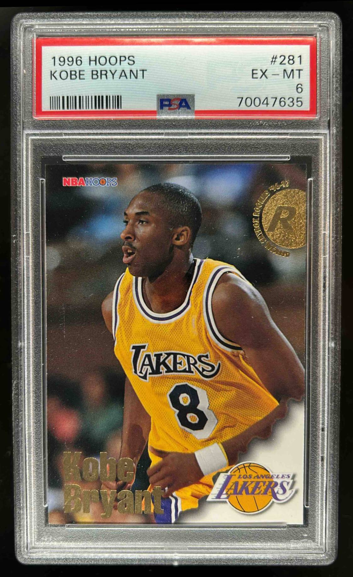 Card image for 1996-97 HOOPS KOBE BRYANT #281 RC PSA 6 ROOKIE LOS ANGELES LAKERS