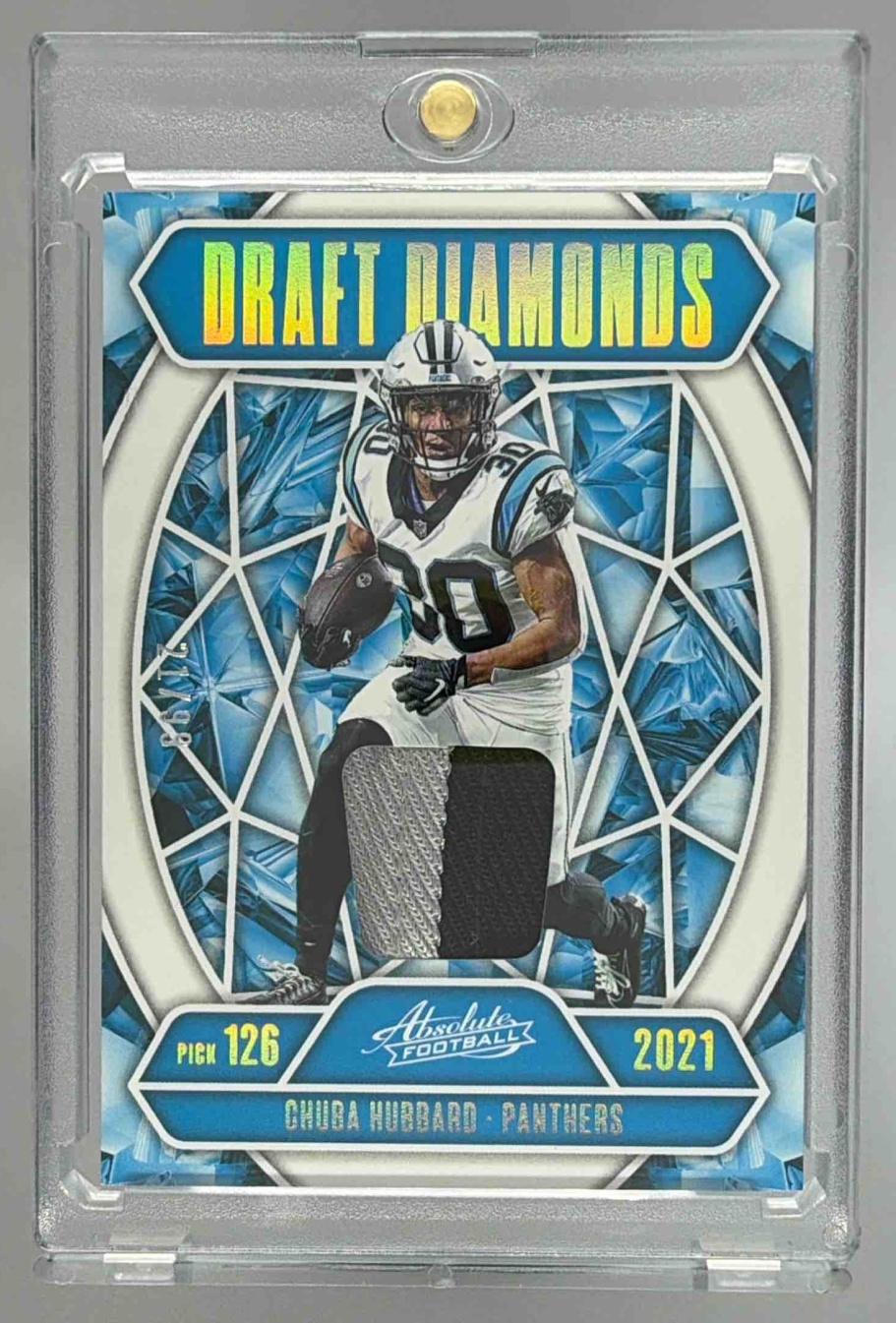 Card image for 2025 Panini Absolute Chuba Hubbard Draft Diamonds Jersey #DDJ-CHU MEM Panthers