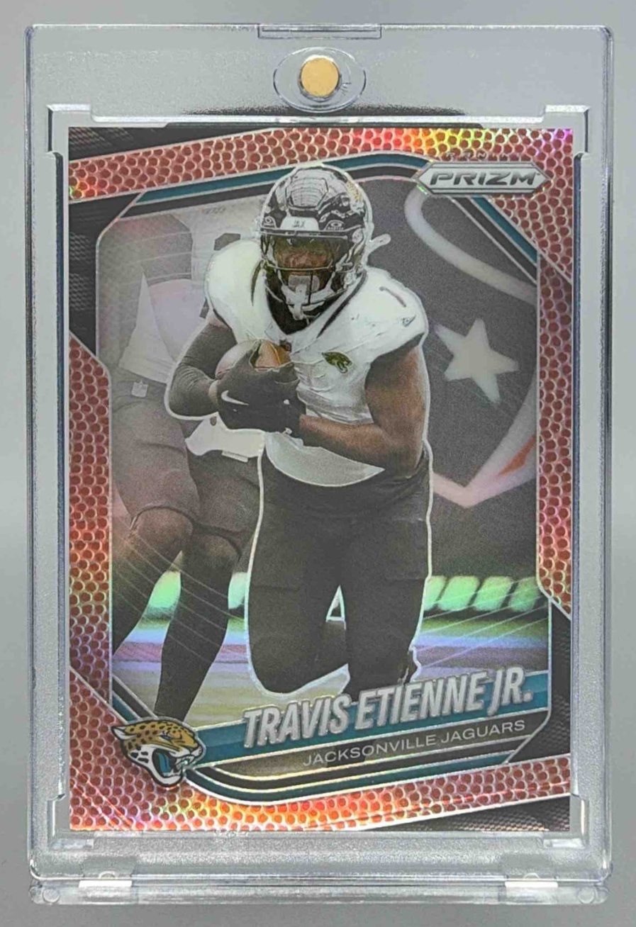 Card image for 2025 Panini Prizm Travis Etienne Jr. Pigskin /180 #68 Jaguars