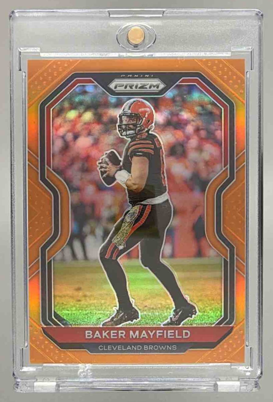 Card image for 2020 Panini Football Prizm Baker Mayfield Orange /249 #56 Cleveland Browns