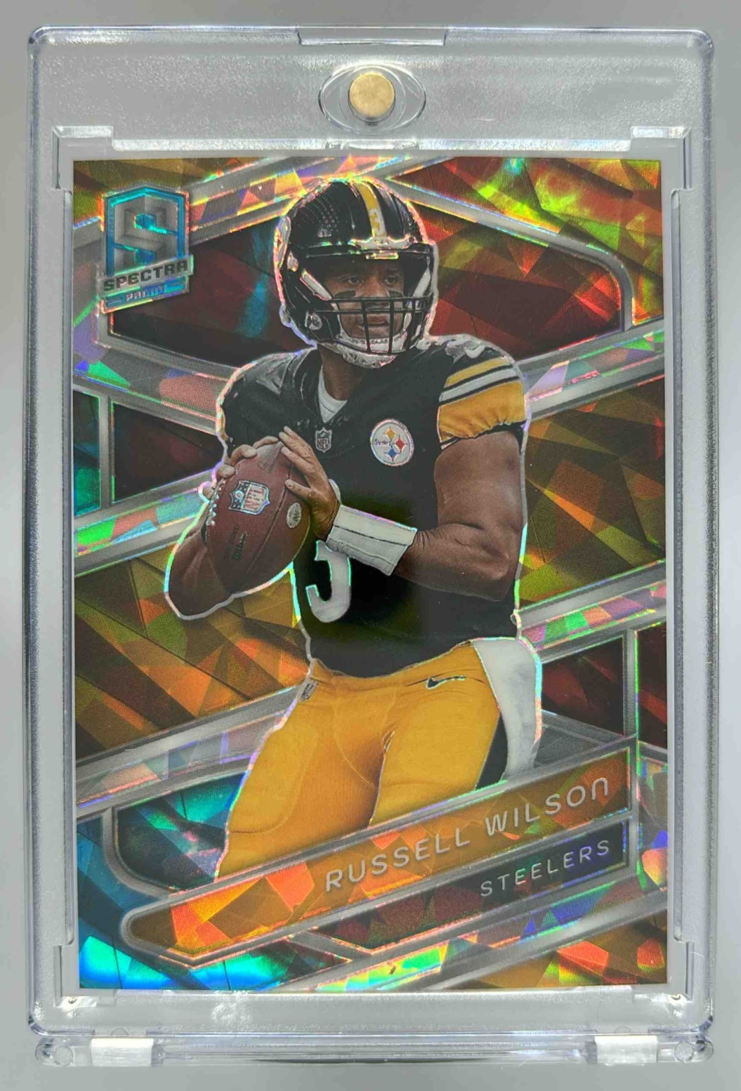 Card image for 2024 Panini Football Spectra Russell Wilson Astral /40 #85 Pittsburgh Steelers