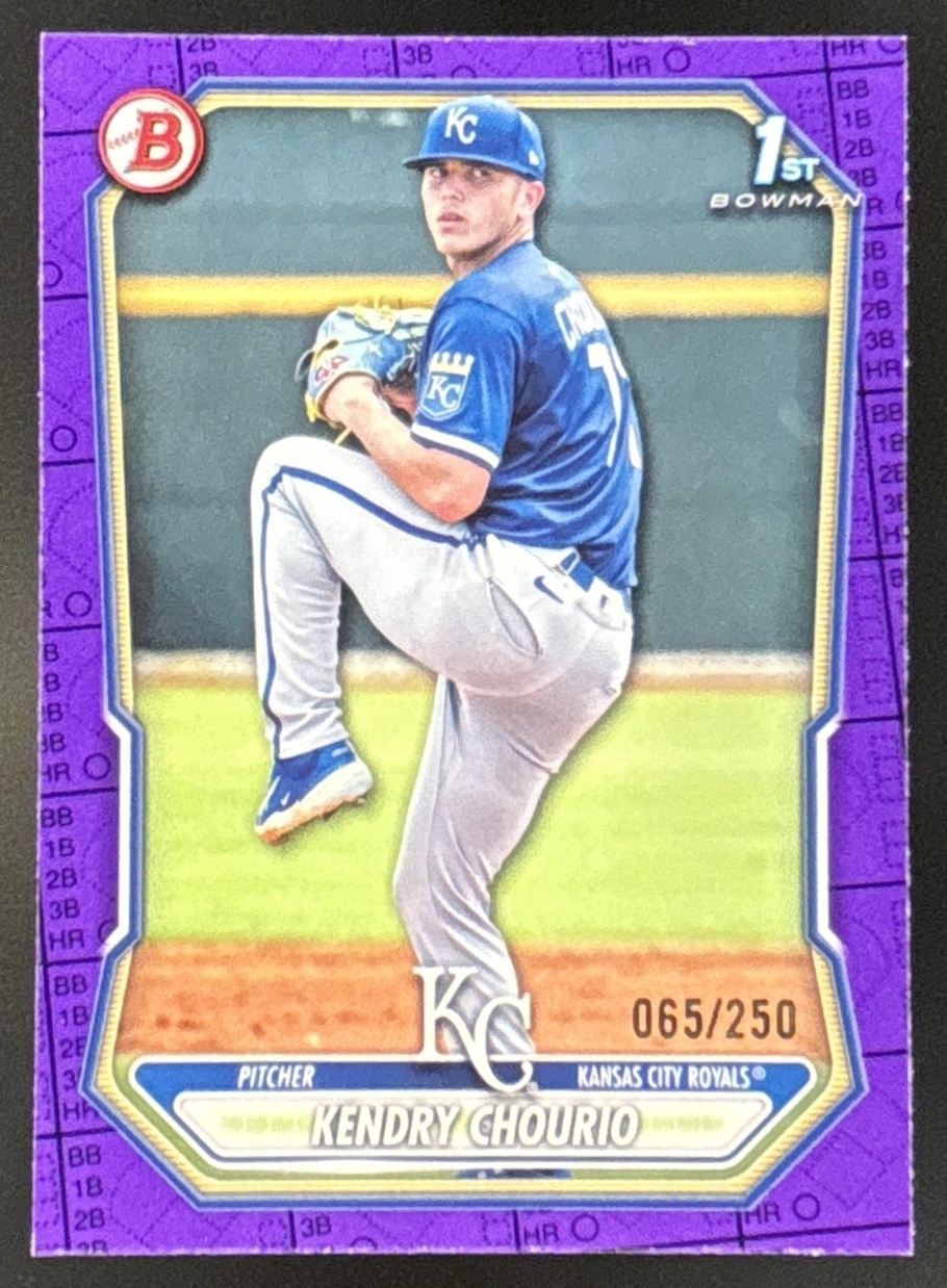 Card image for Kendry Chourio 2026 Bowman Purple Pattern /250 Prospects Kansas City Royals
