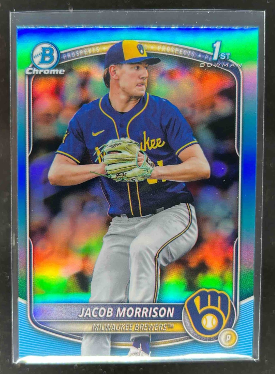 Card image for Jacob Morrison 2025 Bowman Draft Chrome Sky Blue Refractor