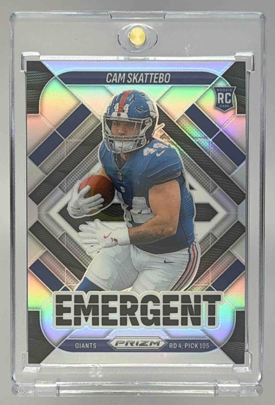 Card image for 2025 Panini Football Prizm Cam Skattebo Emergent Silver #1 New York Giants