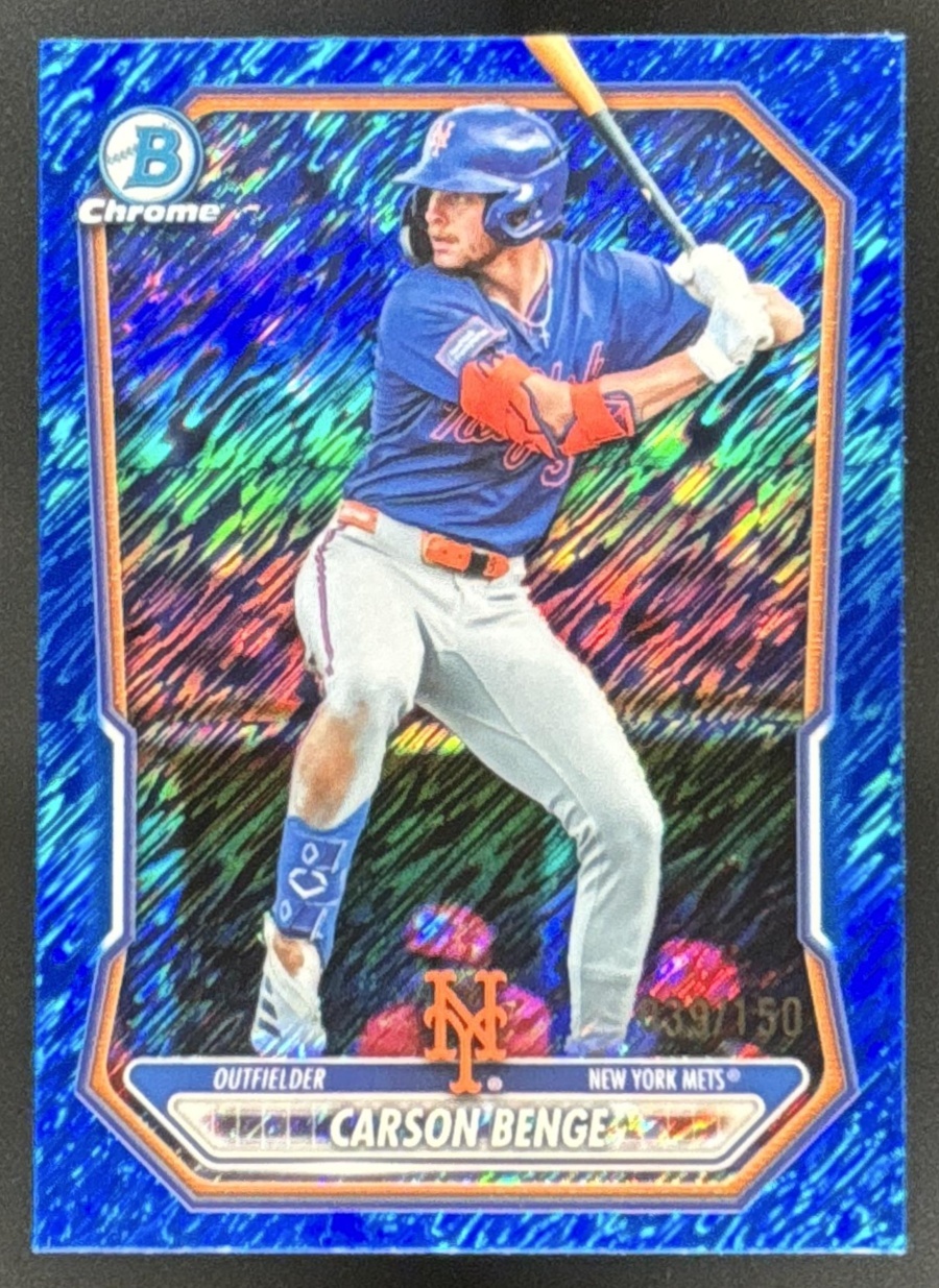 Card image for 2026 Bowman Carson Benge Chrome Prospects Blue Shimmer Refractor /150