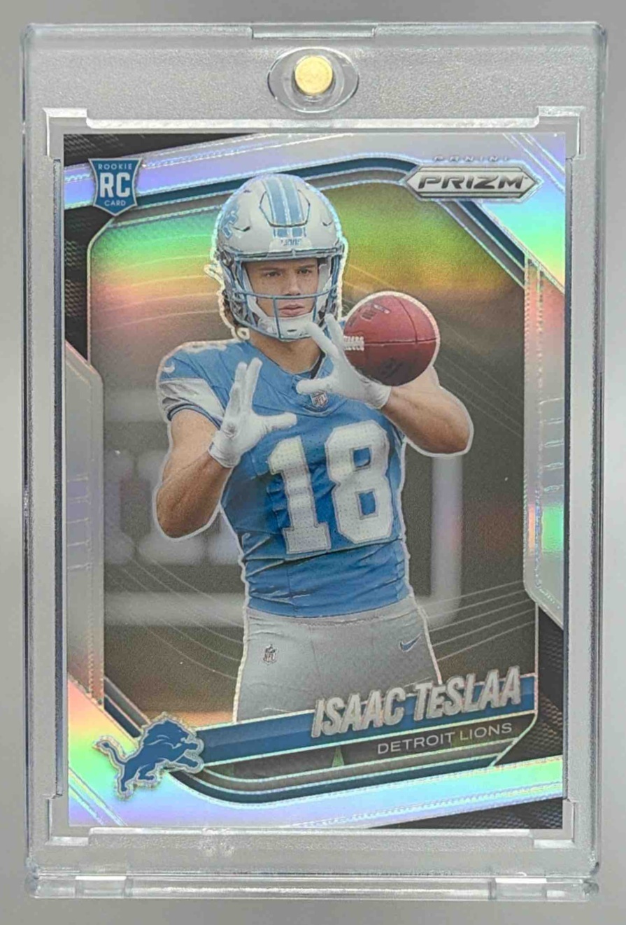 Card image for 2025 Panini Football Prizm Isaac TeSlaa Silver #316 RC Detroit Lions