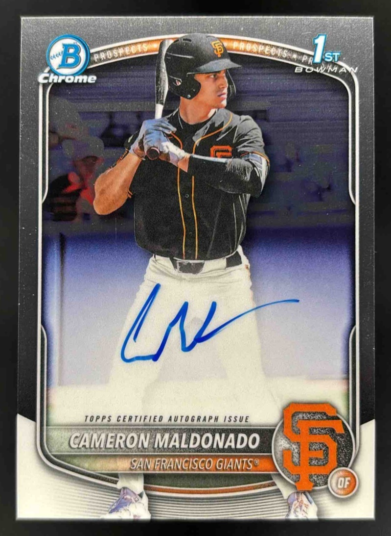 Card image for 2025 Bowman Draft Cameron Maldonado Chrome Prospect Auto #CPA-CMA Giants