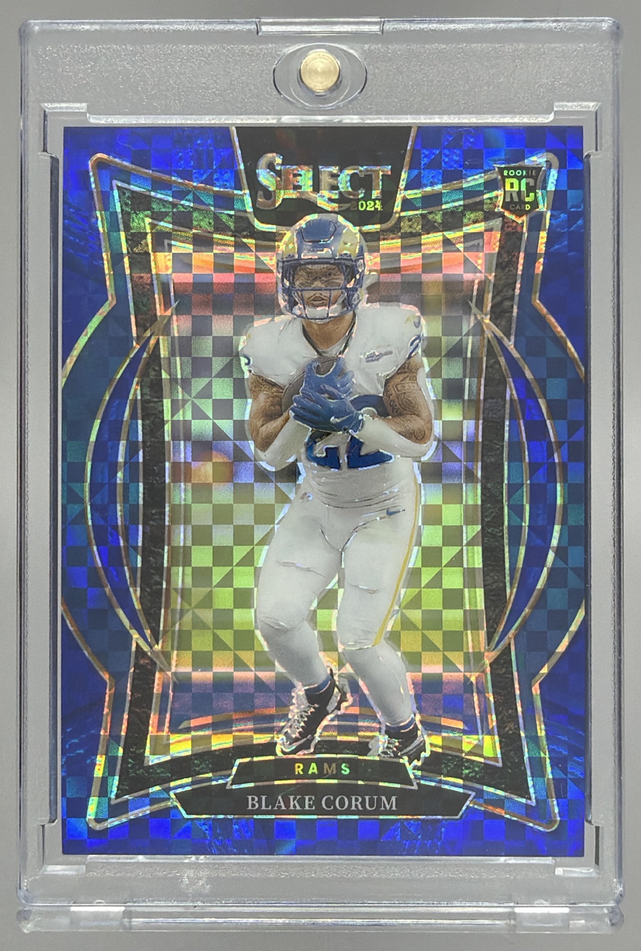 Card image for 2024 Panini Select Blake Corum Concourse Blue Prizm /249 #9 RC Rams