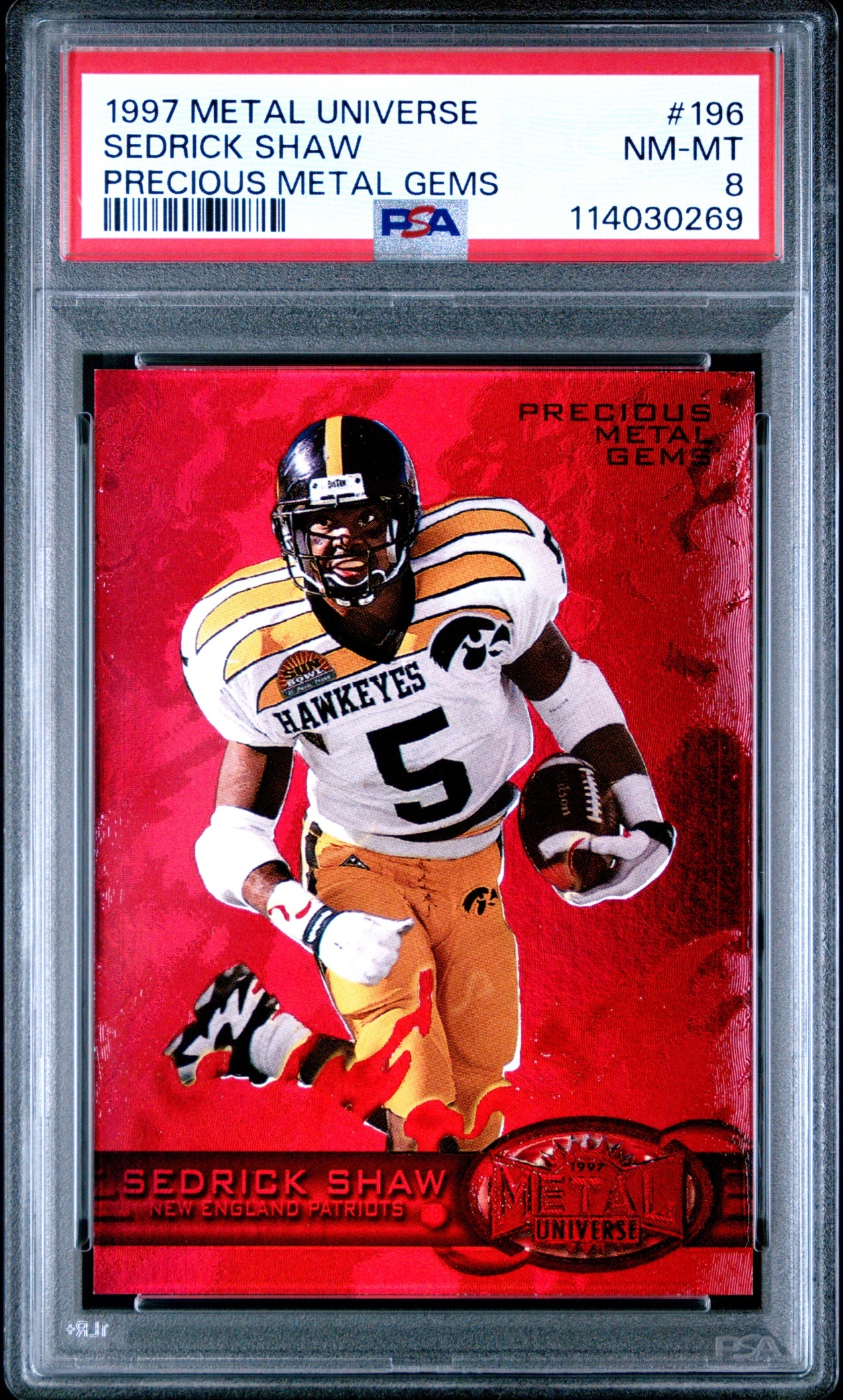 1997 Skybox Metal Universe Sedrick Shaw Precious Gems /150 #196 RC PSA 8