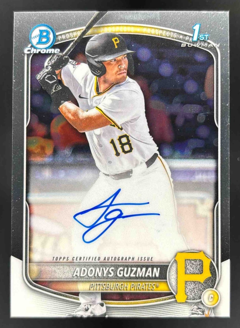 Card image for 2025 Bowman Draft Adonys Guzman Chrome Prospect Auto #CPA-AG Pirates