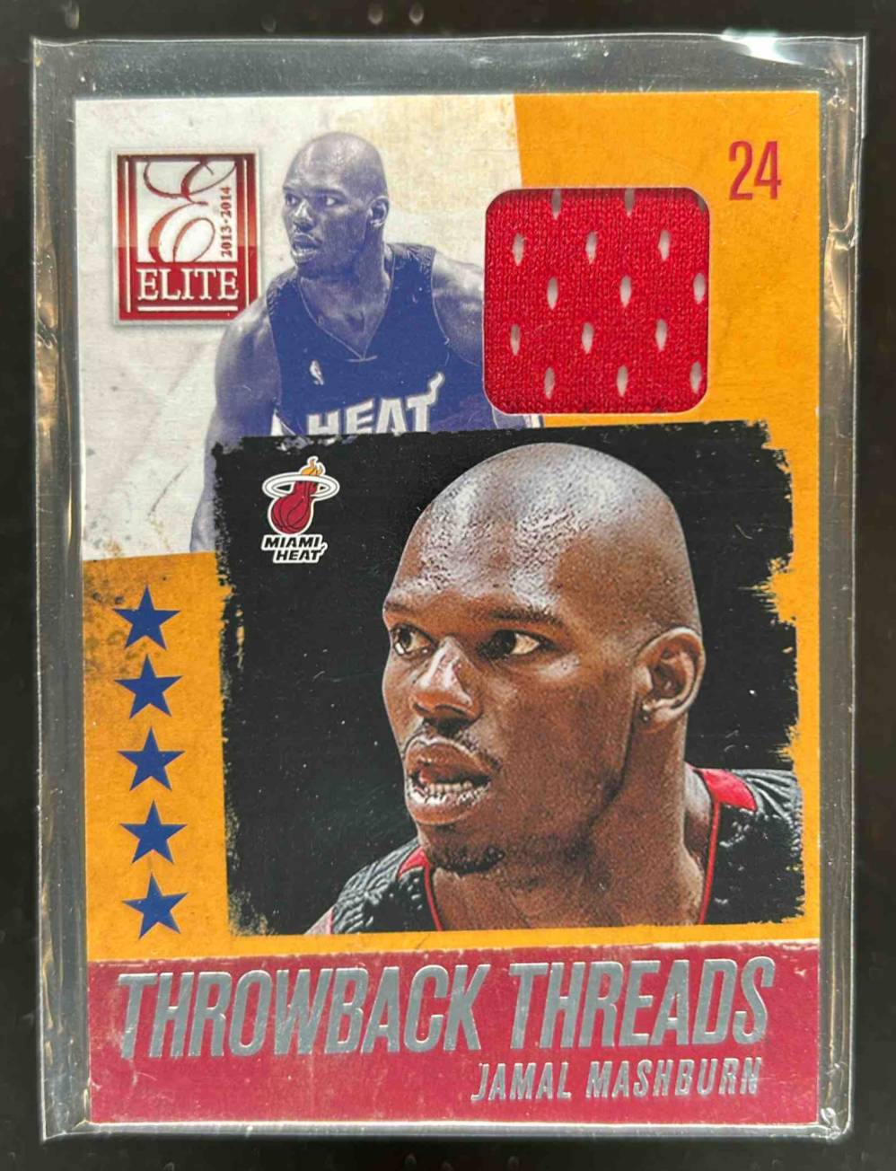 Card image for 2013-14 PANINI ELITE JAMAL MASHBURN THROWBACK THREADS #15 MIAMI HEAT