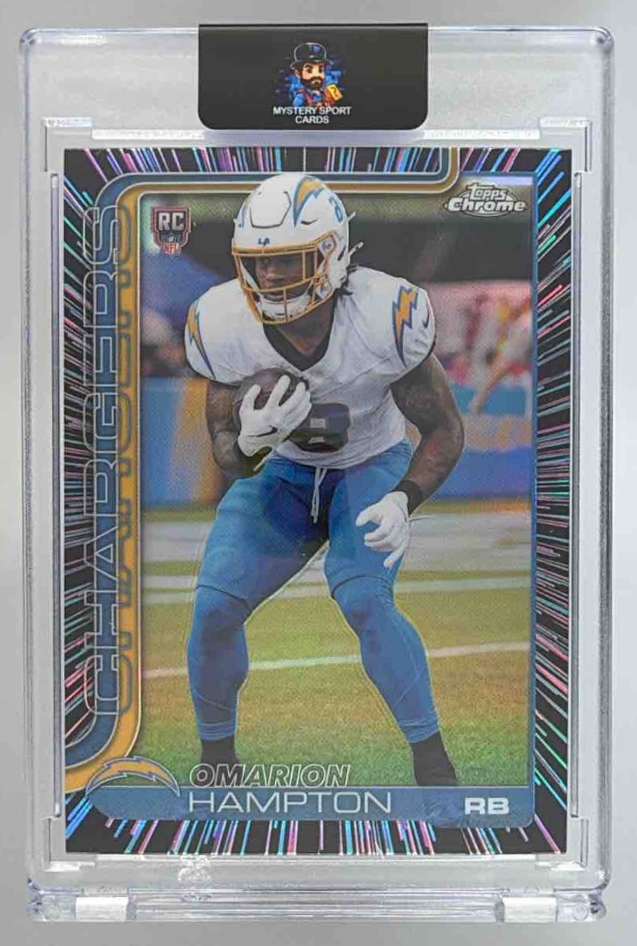 Card image for 2025 Topps Football Chrome Omarion Hampton Rookie #324 RC Los Angeles Chargers