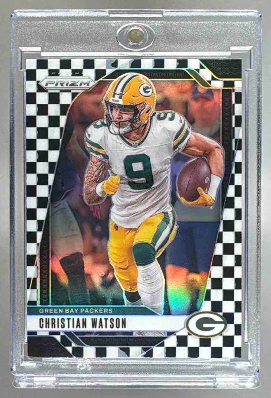 Card image for 2024 Panini Prizm Christian Watson Black and Red Checker #103 Packers