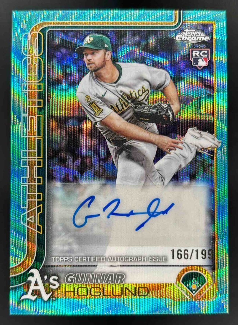 Card image for 2025 Topps Chrome Update Gunnar Hoglund Auto Aqua Wave Refractor /199 RC