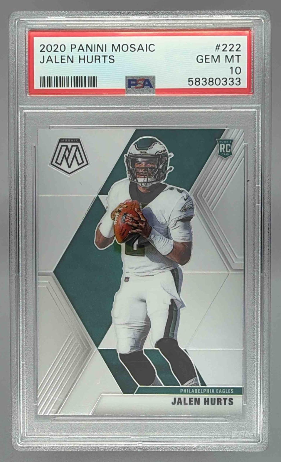 Card image for 2020 Panini Football Mosaic Jalen Hurts #222 RC Philadelphia Eagles