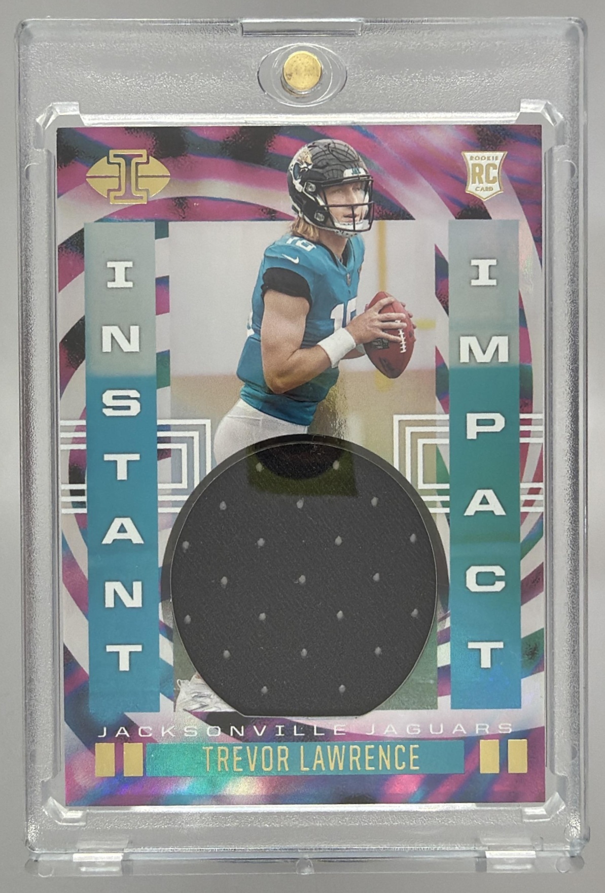 Card image for 2021 Panini Illusions Trevor Lawrence Instant Impact #II-TL MEM RC Jaguars